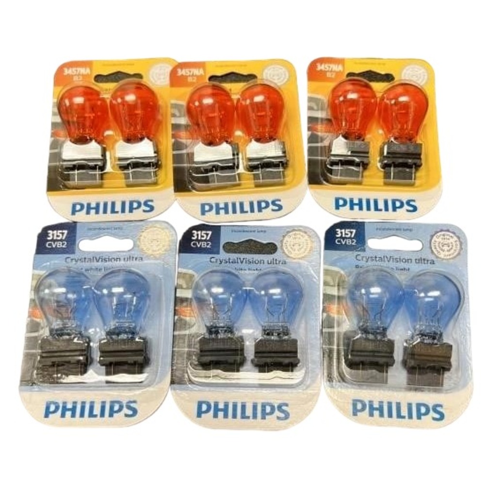 6 PACKS / 12 Brake Light Bulbs Philips (3)‎ 3157CP & (3) 3457NA